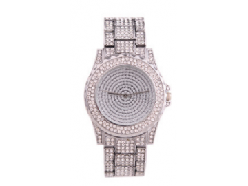  Relógio de Luxo Feminino Strass Bee Sister - Silver